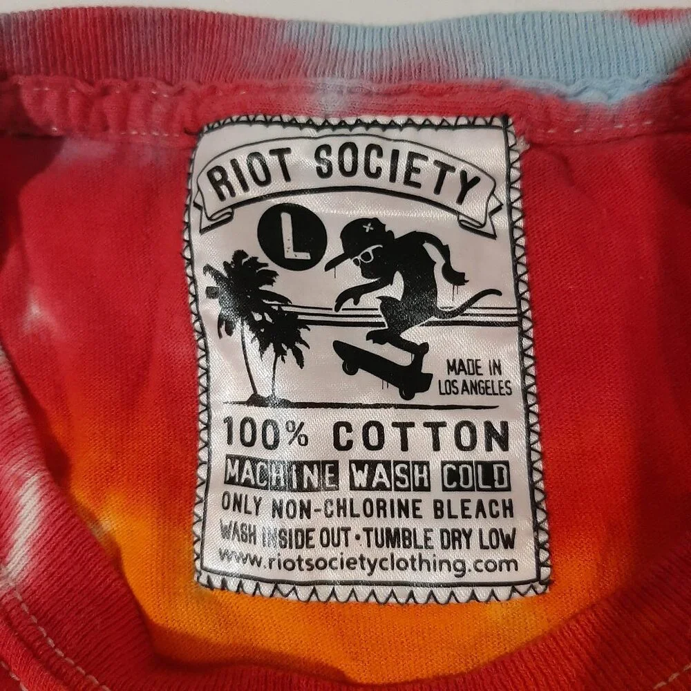 Riot Society shirt size Large Tie Dye California knows how to party bear tshirt - Picture 3 of 5